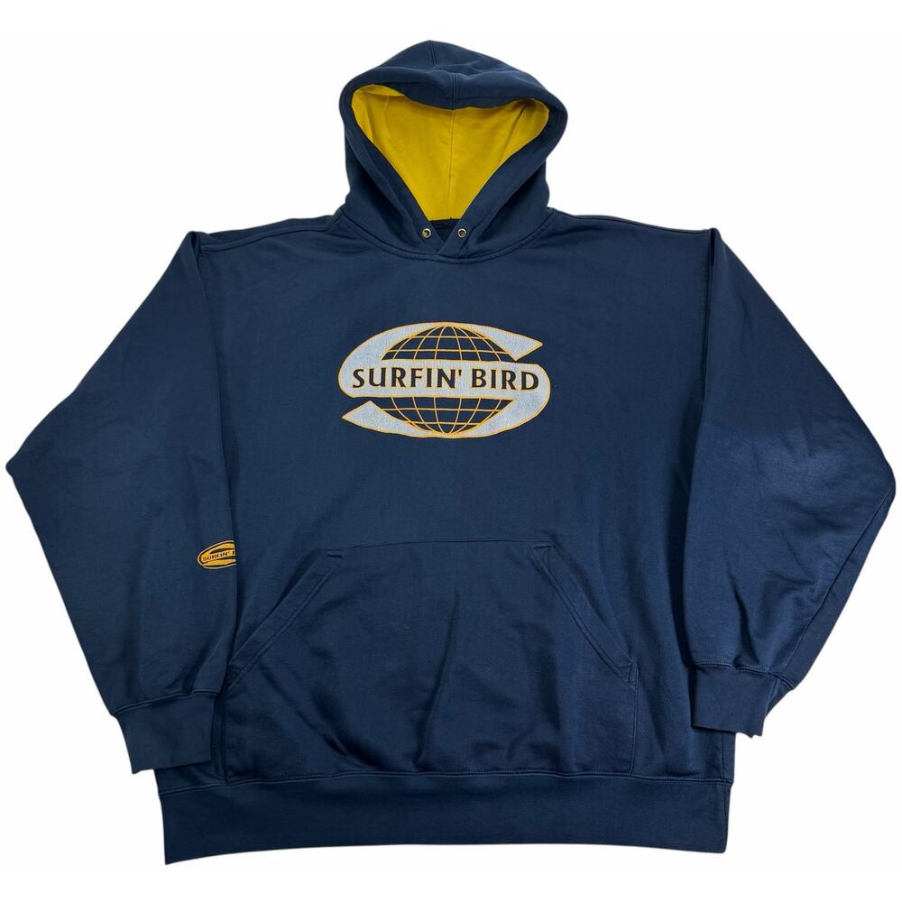 Vintage y2k Surfin' Bird Hoodie Men's XXL Surfwear Streetwear Blue Sweatshirt
